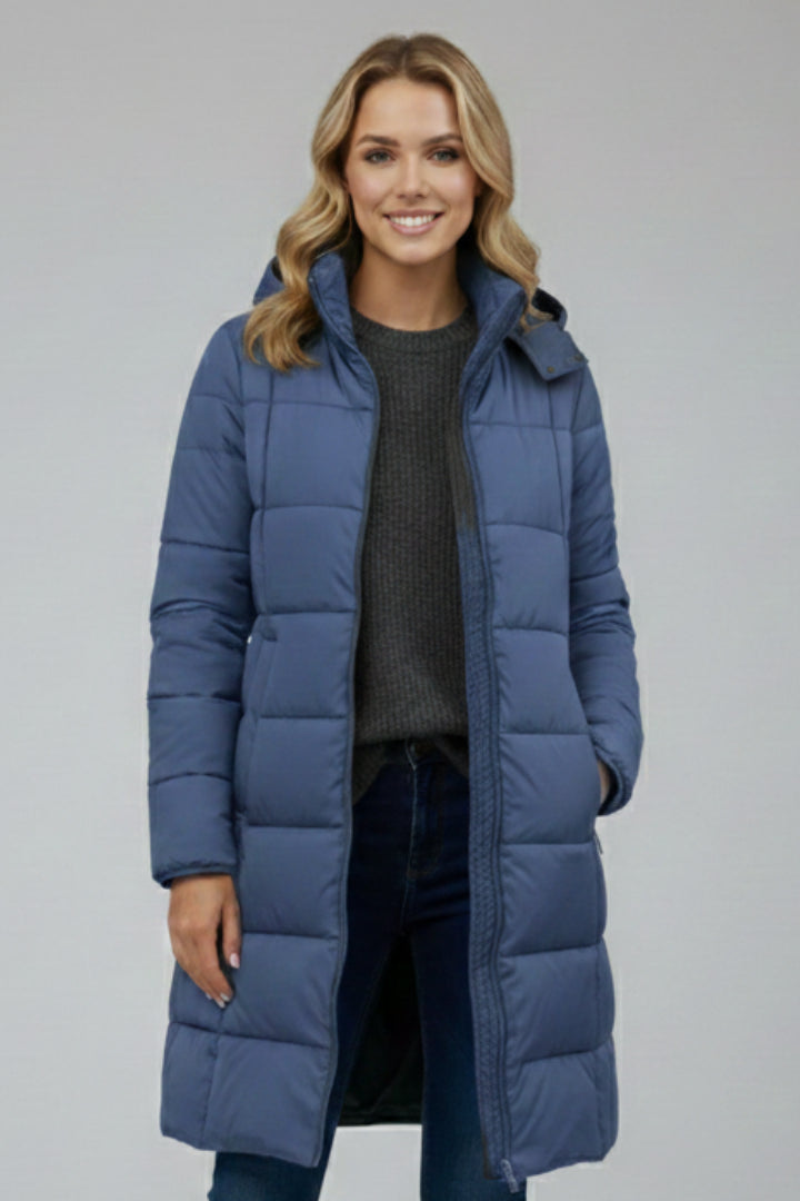 Ninonlora | Women's Longline Puffer Jacket — Blue