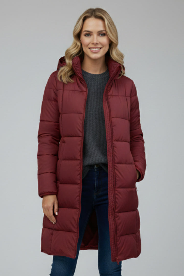 Ninonlora | Women's Longline Puffer Jacket — Burgundy
