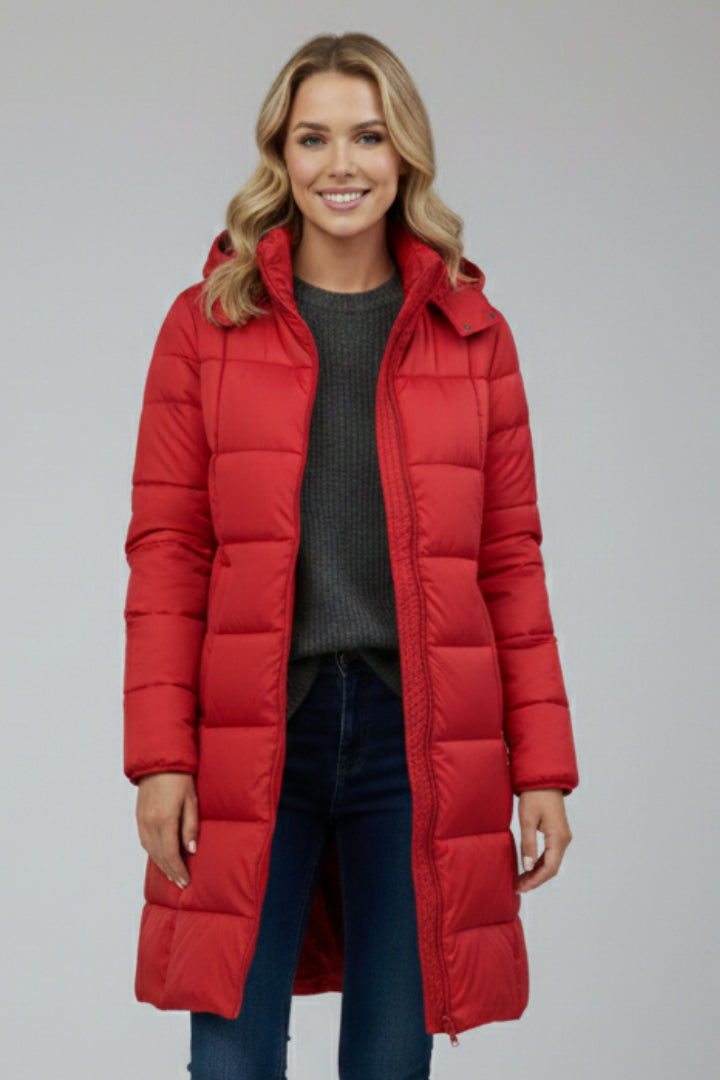 Ninonlora | Women's Longline Puffer Jacket — Red