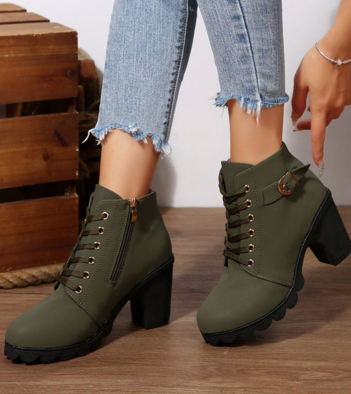 Ninonoura | Women's Orthopedic Ankle Boots — Military Green