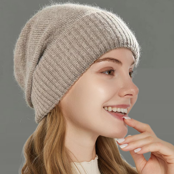 Ninonstine | Women's Cozy Knit Beanie with Satin Lining and Stretch Fit Sweaters — Camel