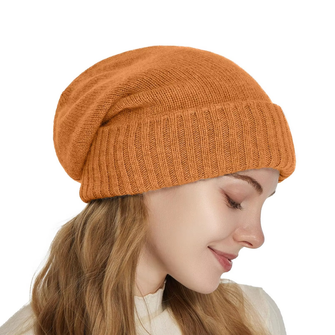 Ninonstine | Women's Cozy Knit Beanie with Satin Lining and Stretch Fit Sweaters — Caramel