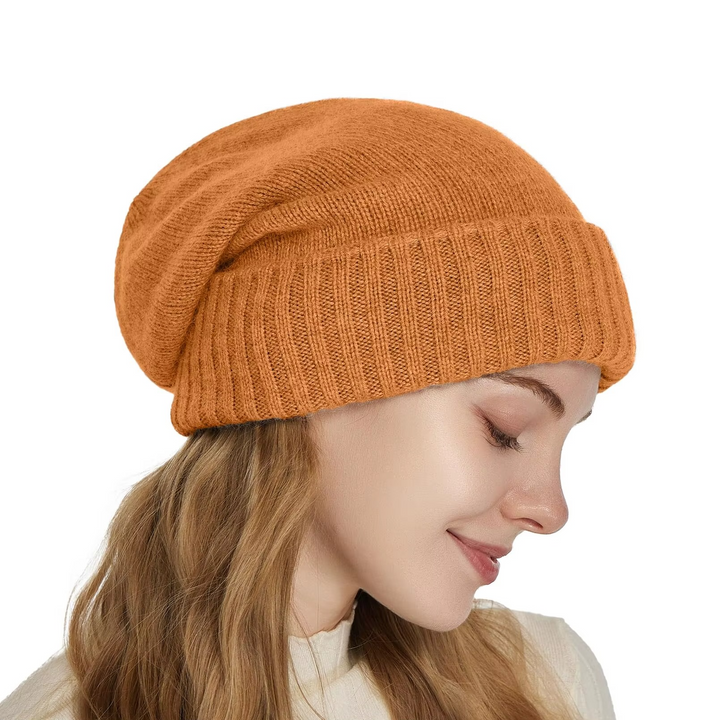 Ninonstine | Women's Cozy Knit Beanie with Satin Lining and Stretch Fit Sweaters — Caramel