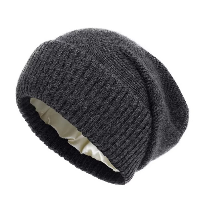Ninonstine | Women's Cozy Knit Beanie with Satin Lining and Stretch Fit Sweaters — Gray