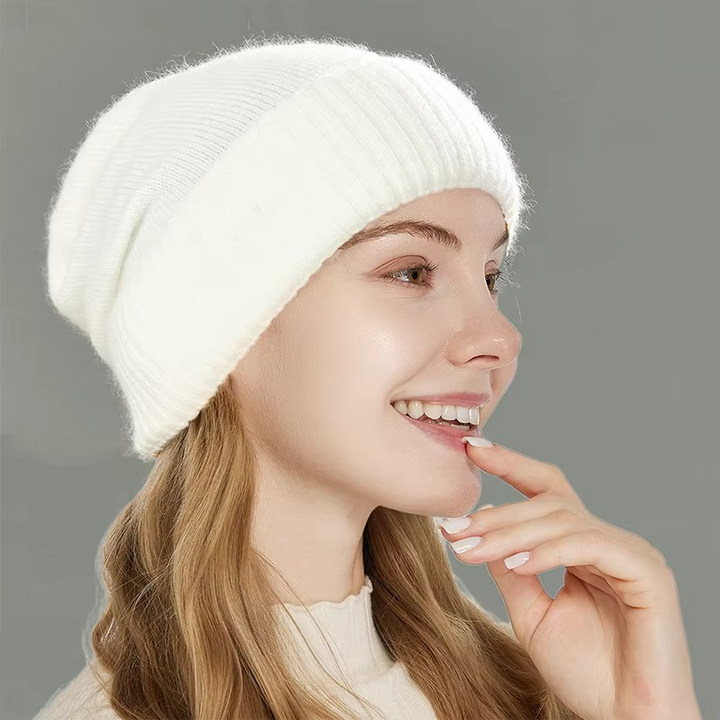 Ninonstine | Women's Cozy Knit Beanie with Satin Lining and Stretch Fit Sweaters — White