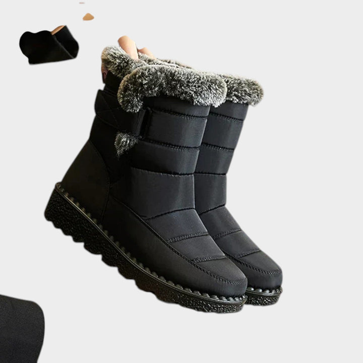 Novaina | Women's Waterproof Snow Boots Fur Lining Slip Resistant — Black