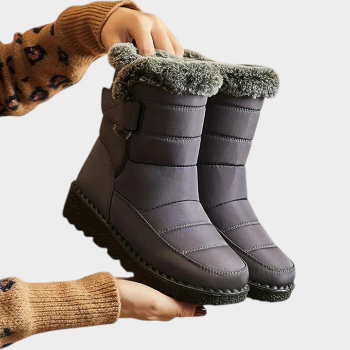 Novaina | Women's Waterproof Snow Boots Fur Lining Slip Resistant — Gray