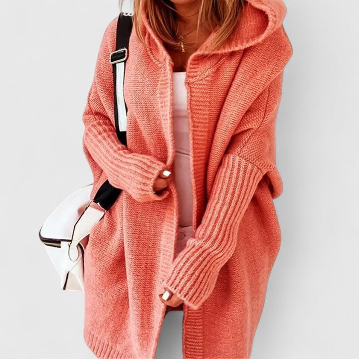 Novalise | Women's Knit Cozy Oversized Long Hooded Cardigan with Knee-Length Cut Sweaters — 1