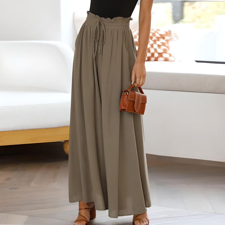 Novareth | Women's Wide-Leg Elegant And Breathable Pure Cotton Wide Leg Pants — Brown