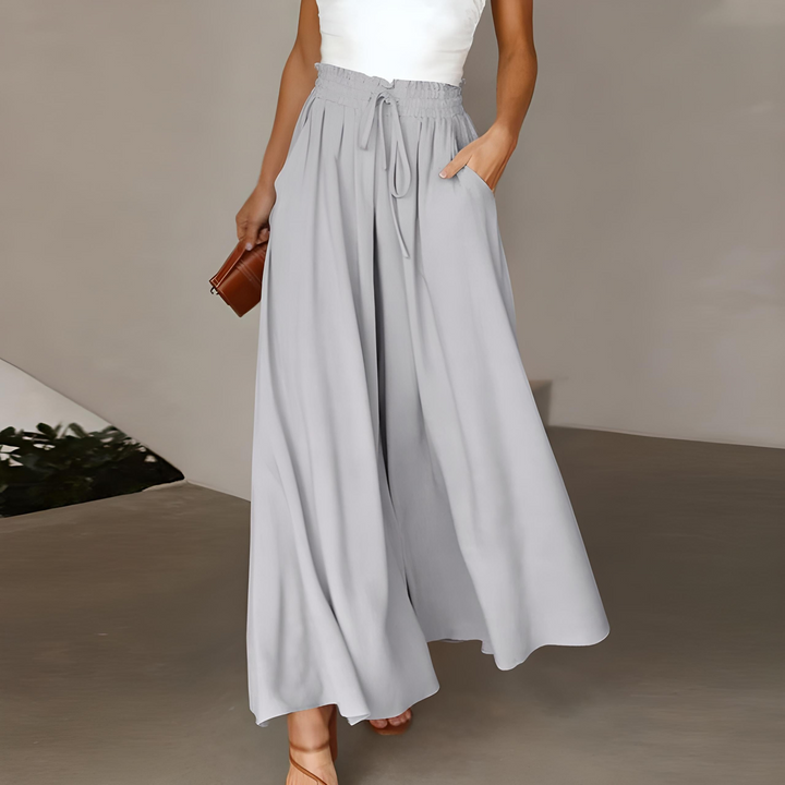 Novareth | Women's Wide-Leg Elegant And Breathable Pure Cotton Wide Leg Pants — Grey
