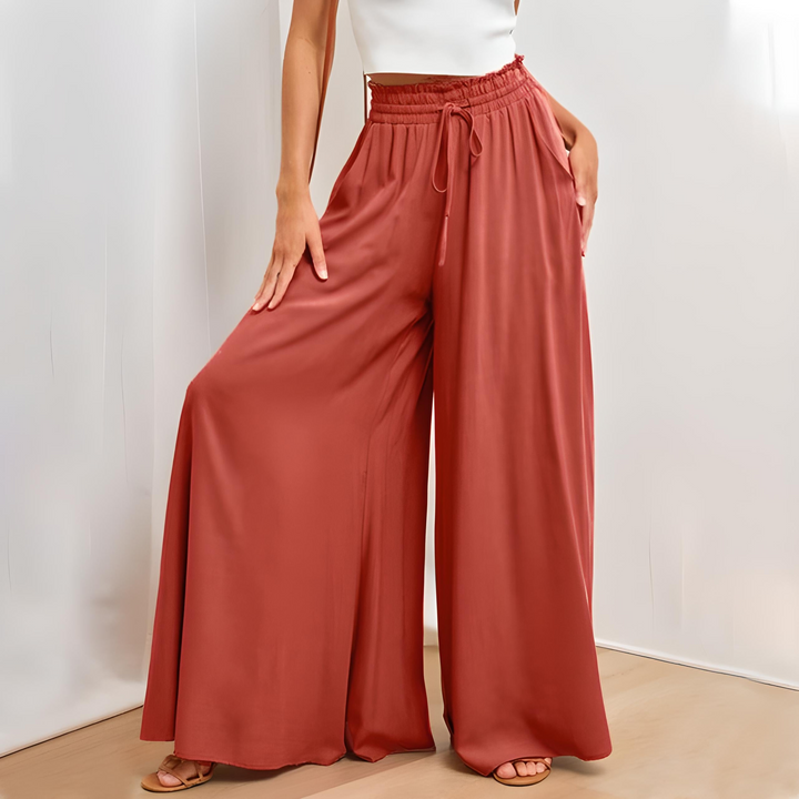 Novareth | Women's Wide-Leg Elegant And Breathable Pure Cotton Wide Leg Pants — Red