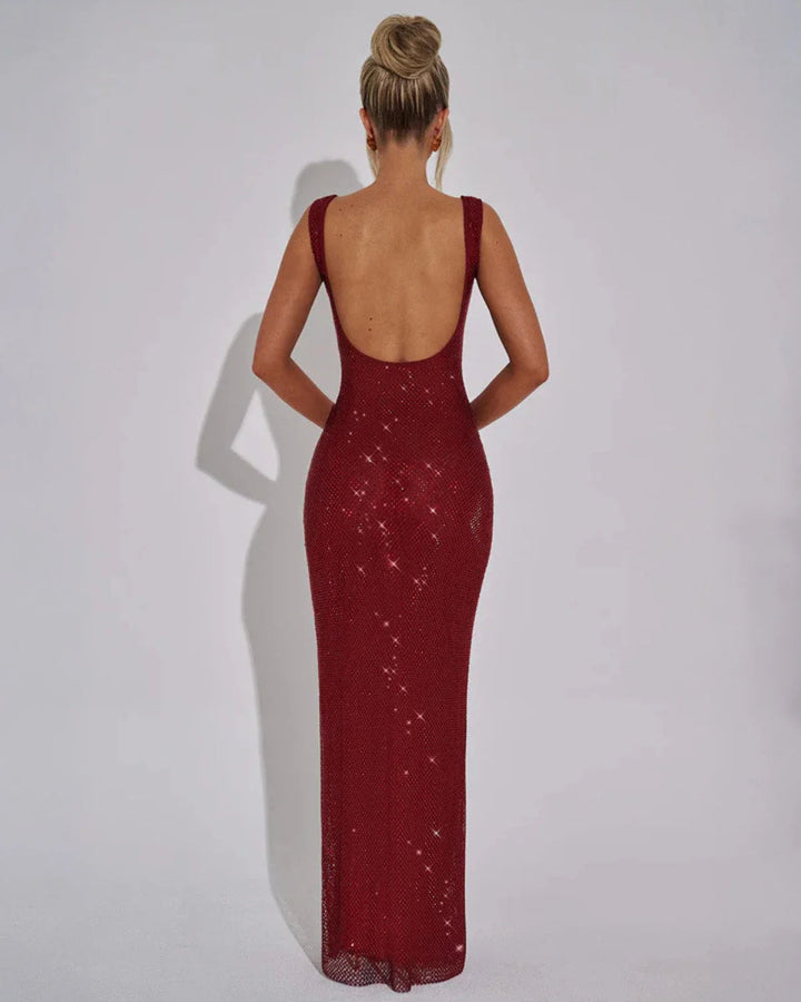 Octaviana | Women's Wedding Guest Elegant Maxi Dress with Embellished Fabric Dresses — 2