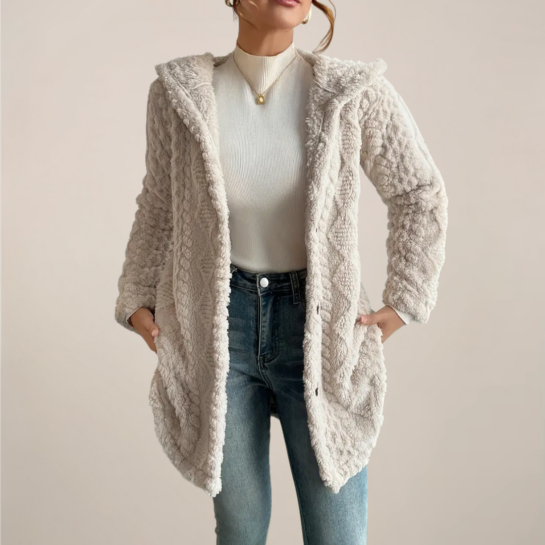 Odelara | Women's Cardigan Hooded Everyday Wear - White