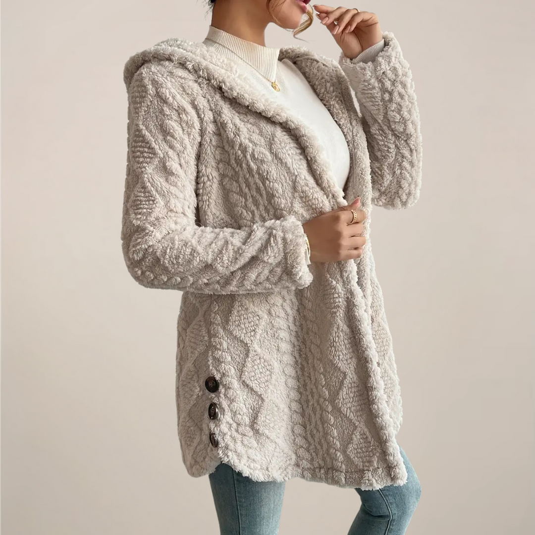 Odelara | Women's Cardigan Hooded Everyday Wear - White