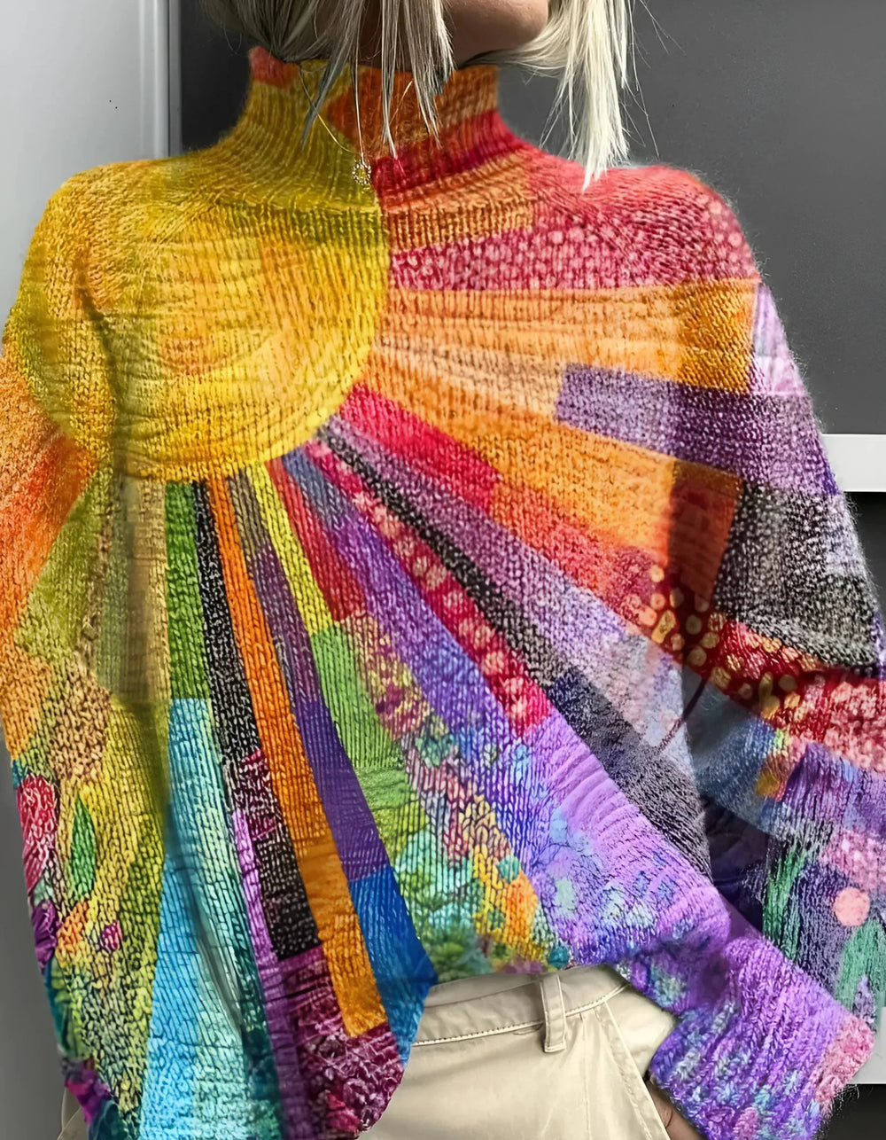 Odelora | Women's Knit Cozy Vibrant & Colorful Turtleneck Sweater — 2XS