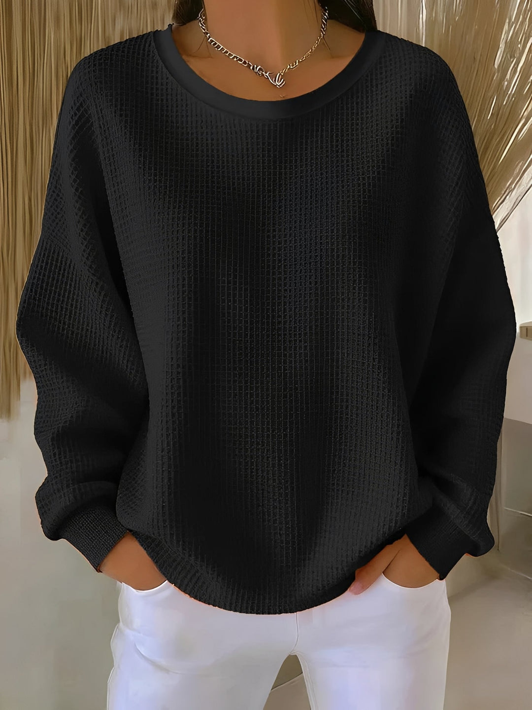 Odelria | Women's Knit CLASSIC COZY SWEATER — Black