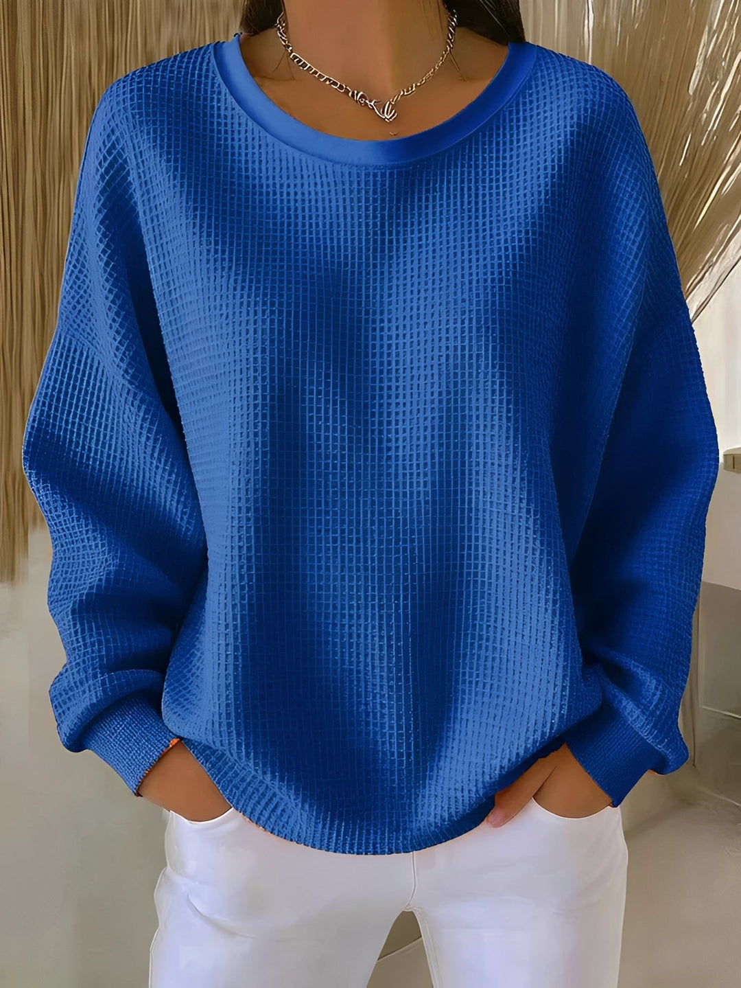 Odelria | Women's Knit CLASSIC COZY SWEATER — Blue