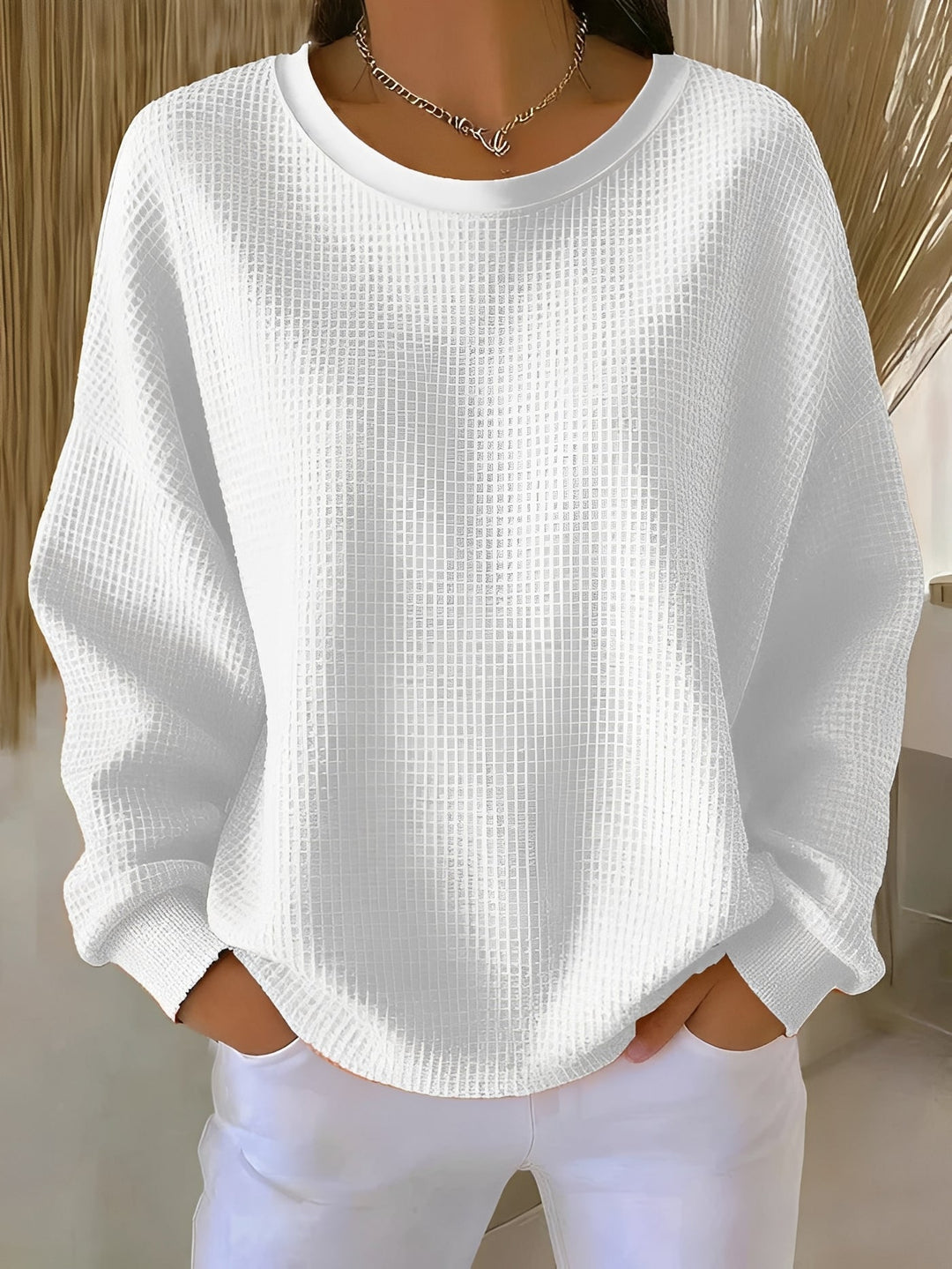 Odelria | Women's Knit CLASSIC COZY SWEATER — White