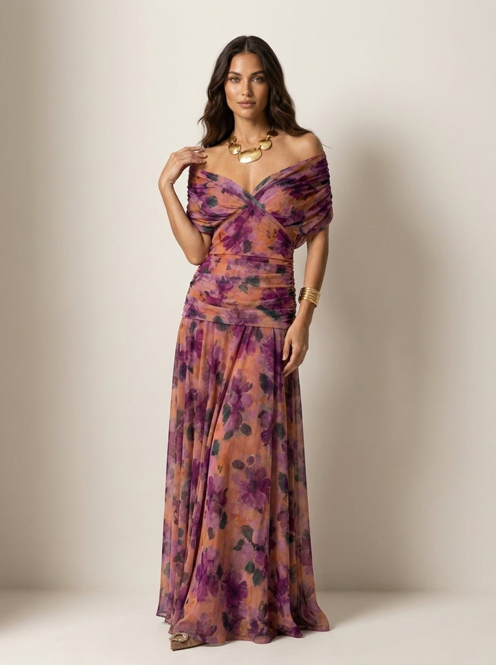 Orilyn | Women's Elegant Pleated Formal Maxi Gown – Flowy Wedding Guest Evening Dress — 2