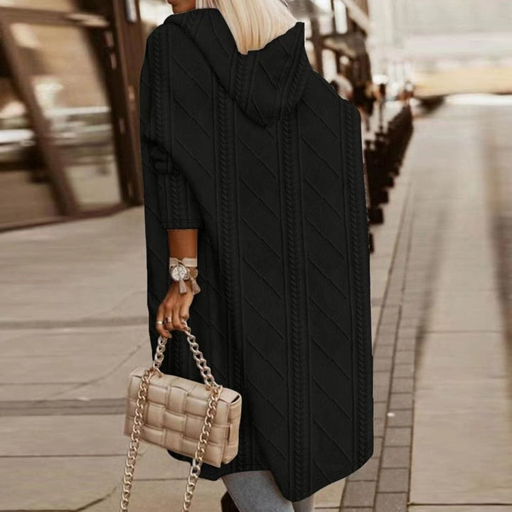 Oririel | Women's Knit Cozy Extended Length Hooded Cardigan Sweaters — Black