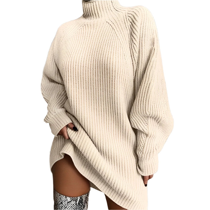 Oriwynn | Women's Knit Cozy and Contemporary Oversized High-Neck Sweater — Apricot
