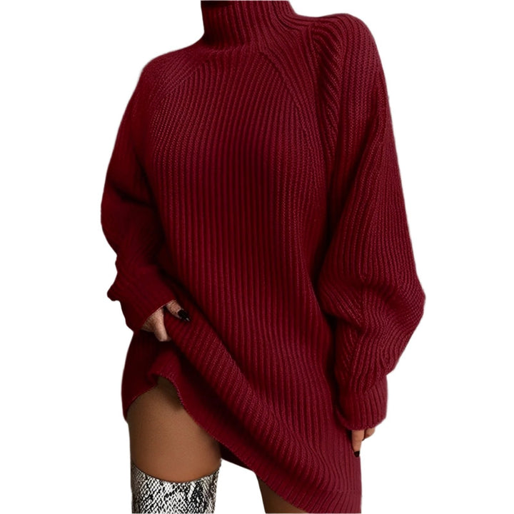 Oriwynn | Women's Knit Cozy and Contemporary Oversized High-Neck Sweater — Burgundy