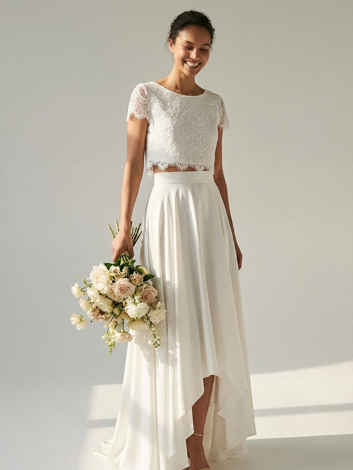 Orladessa | Women's White Lace Top & Maxi Skirt Bridal Two-Piece Set
