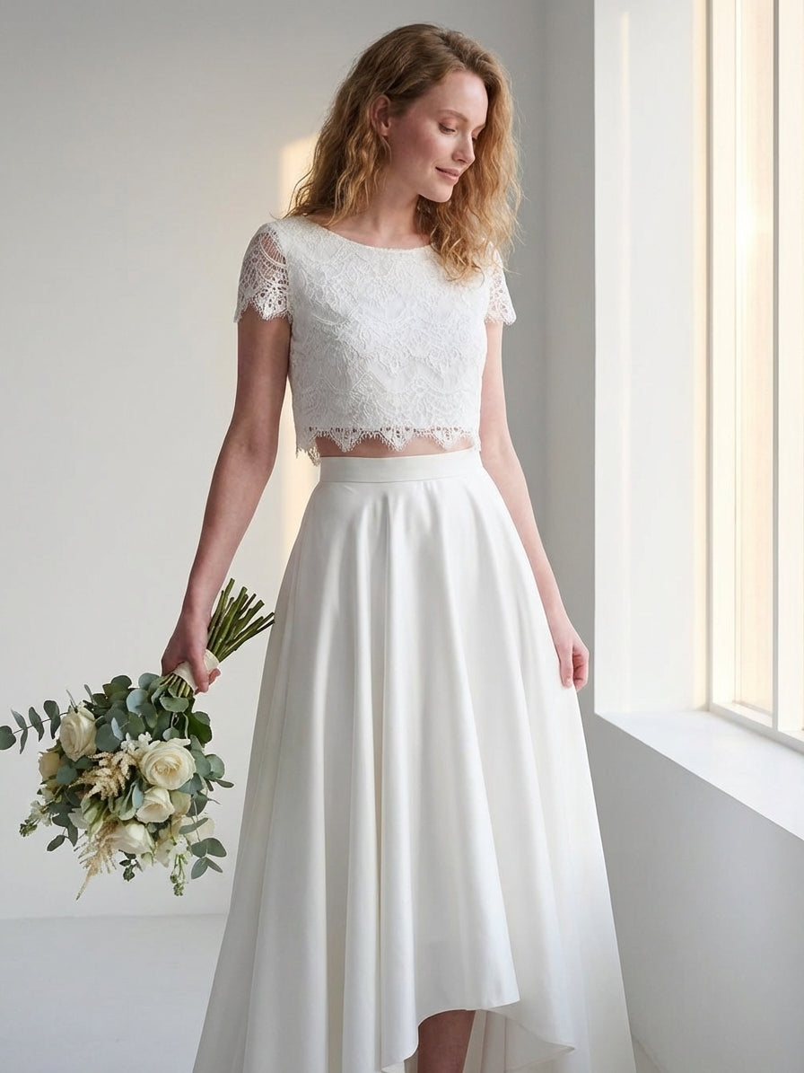 Orladessa | Women's White Lace Top & Maxi Skirt Bridal Two-Piece Set