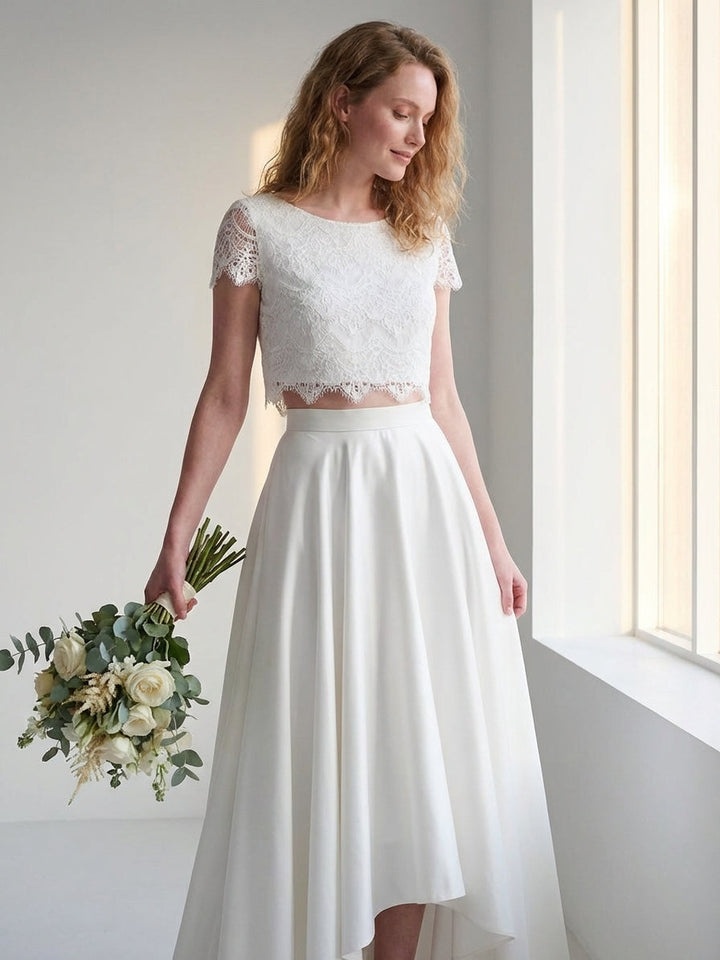 Orladessa | Women's White Lace Top & Maxi Skirt Bridal Two-Piece Set