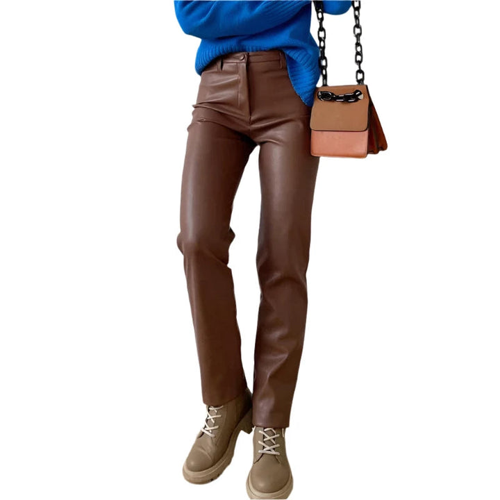 Orlasia | Women's Slim Zipper Pencil Trouser Pants — Brown