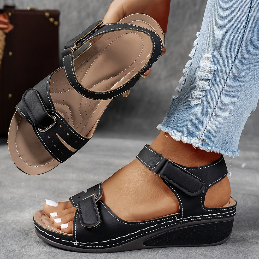 Ottildessa | Women's Comfortable Orthopedic Comfort Sandals with Adjustable Straps and Cushioned Insoles — Black