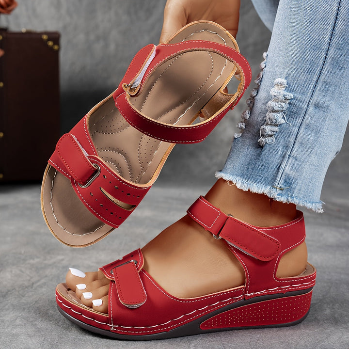 Ottildessa | Women's Comfortable Orthopedic Comfort Sandals with Adjustable Straps and Cushioned Insoles — Red