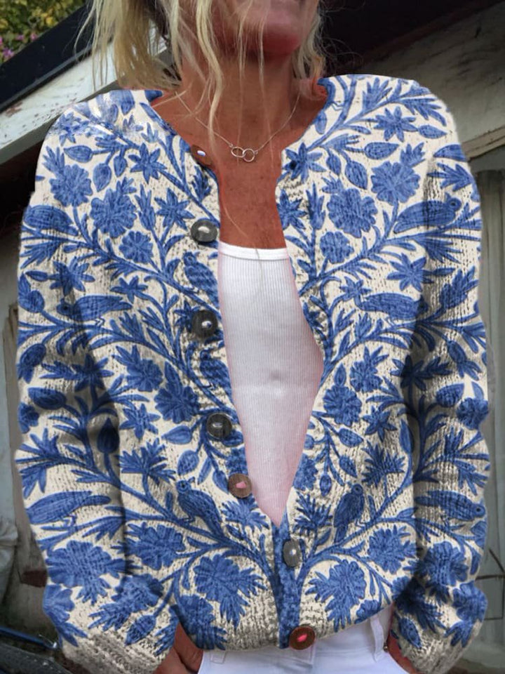 Ottilella | Women's Knit Elizabeth Cozy Cardigan — Blue