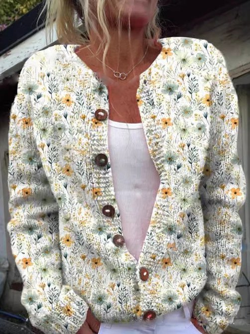 Ottilella | Women's Knit Elizabeth Cozy Cardigan — Floral