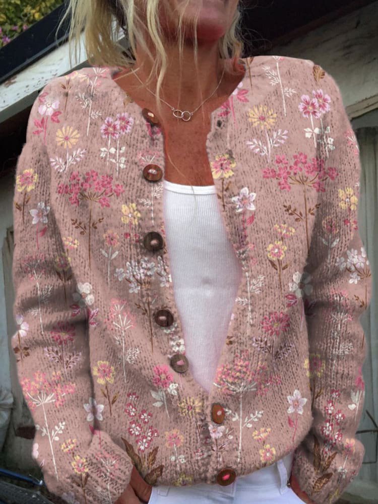 Ottilella | Women's Knit Elizabeth Cozy Cardigan — Pink