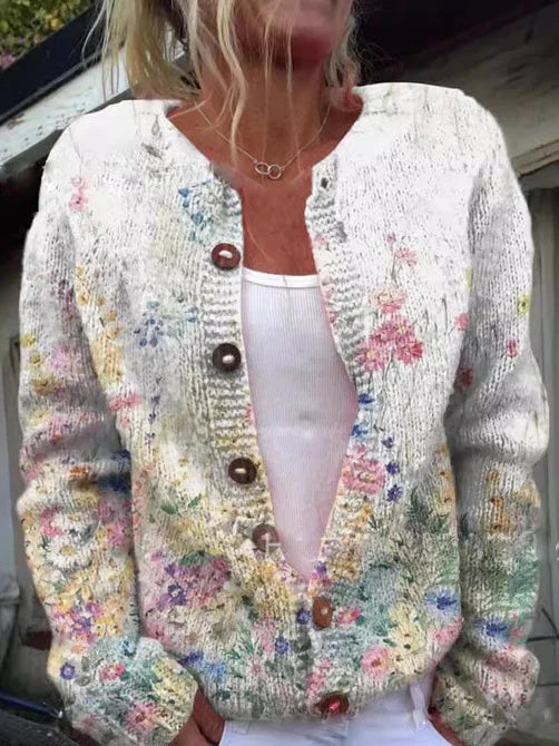 Ottilella | Women's Knit Elizabeth Cozy Cardigan — White