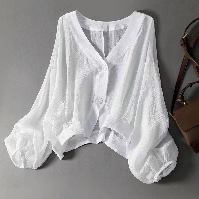 Ottilphine | Women's Knit Cozy Lightweight V-Neck Cropped Button Cardigan Sweaters — 1