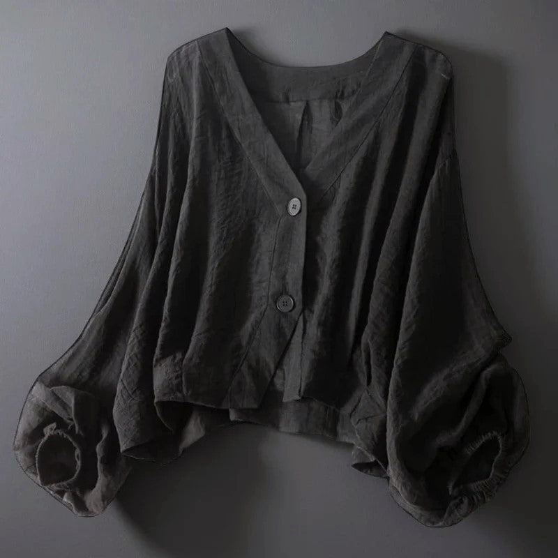 Ottilphine | Women's Knit Cozy Lightweight V-Neck Cropped Button Cardigan Sweaters — 2