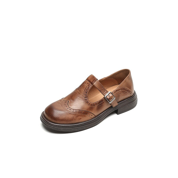 Perladora | Women's Comfort Slip-On CLASSIC MARY JANES Flats — Brown