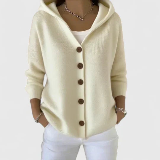 Perlaine | Women's Hooded Button-Down Relaxed Cardigan
