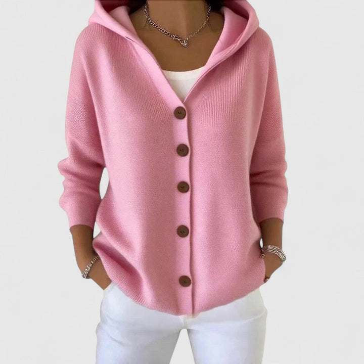 Perlaine | Women's Hooded Button-Down Relaxed Cardigan