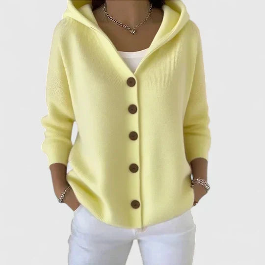 Perlaine | Women's Hooded Button-Down Relaxed Cardigan