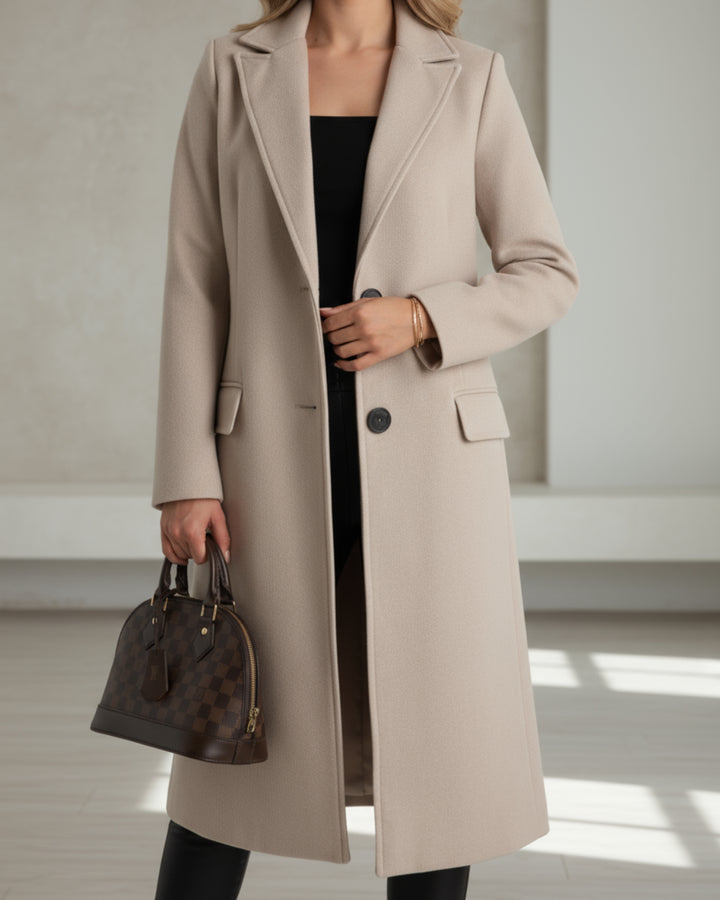 Petra | Women's Casual Stretch Stylish Long Coat Tops — Beige
