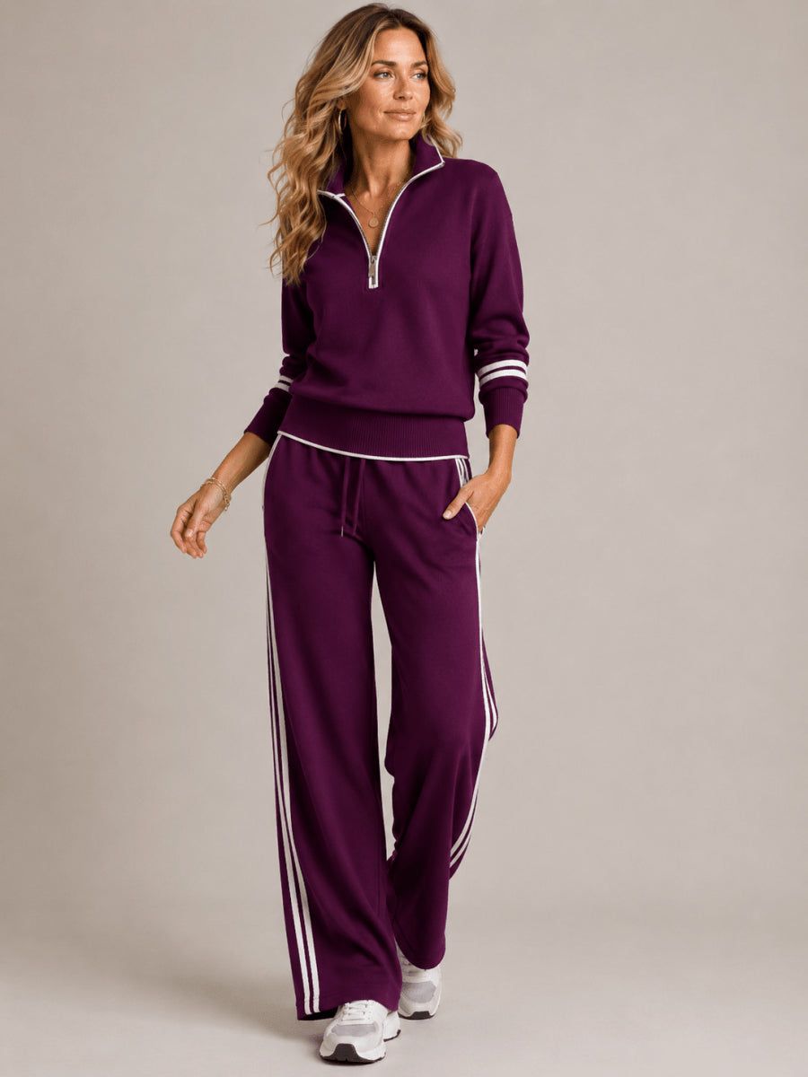 Pia | Women's Casual Stretch two-piece set with wide pants Tops — 2