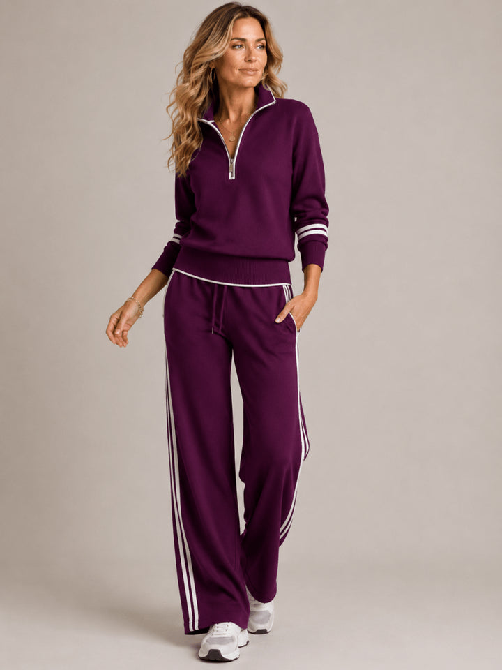 Pia | Women's Casual Stretch two-piece set with wide pants Tops — 2