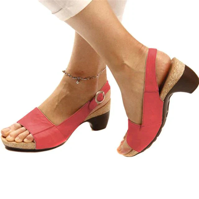 Angled side profile showing heel height on foot model