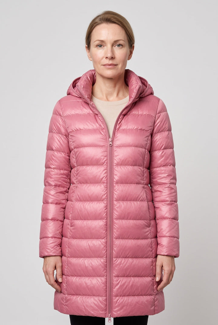 Quenoura | Women's Hooded Longline Puffer Jacket — M
