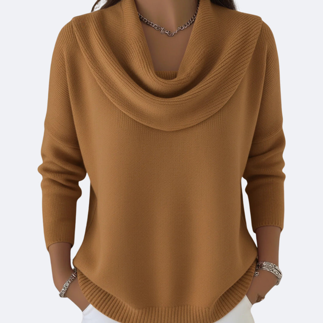 Quenriel | Women's Knit Cozy Ruffle Neck Sweater — 2