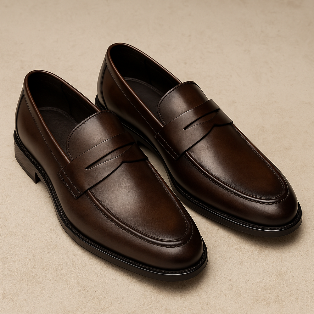 Quentin | Men's Orthopedic Comfort Slip-On Timeless Loafers with Penny Strap — Brown