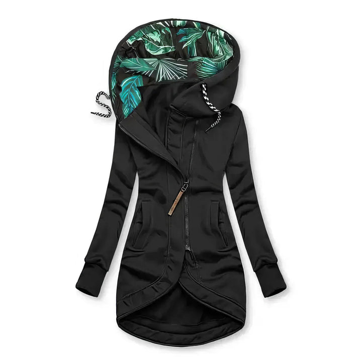 Quirina | Women's Lightweight Casual Contrast Printed Lining Jackets — Black